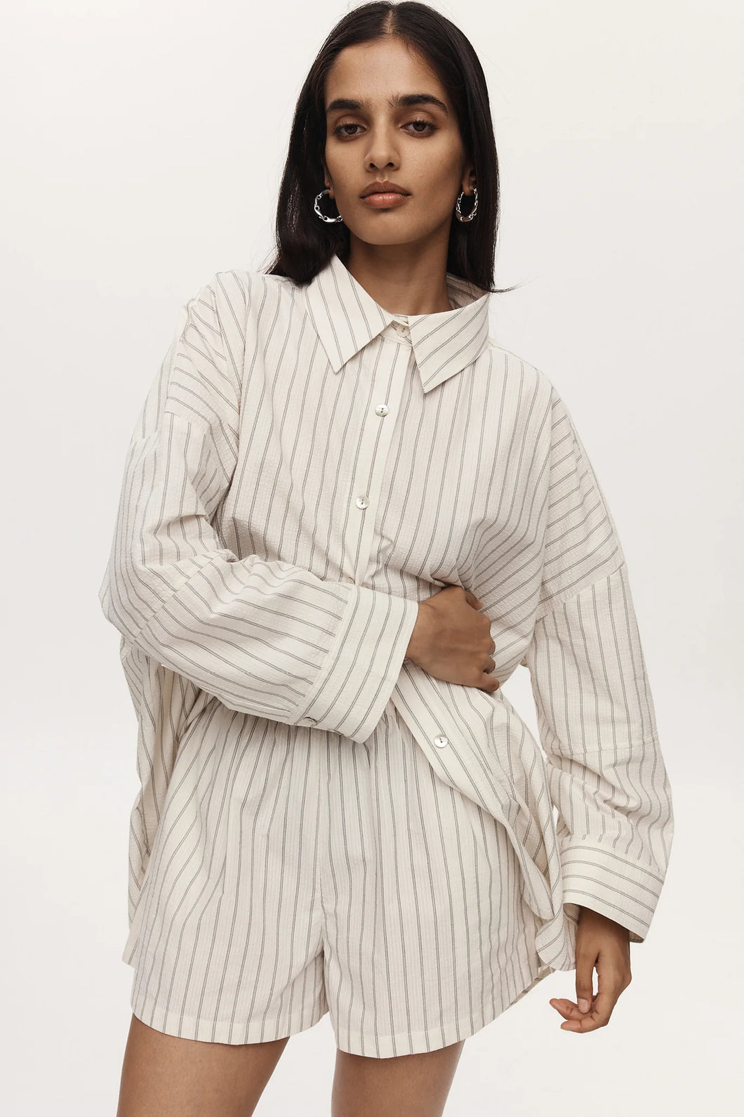 Edie Shirt-Ivory Stripe