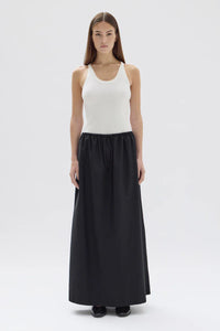 Philipa Poplin Midi Skirt-Black