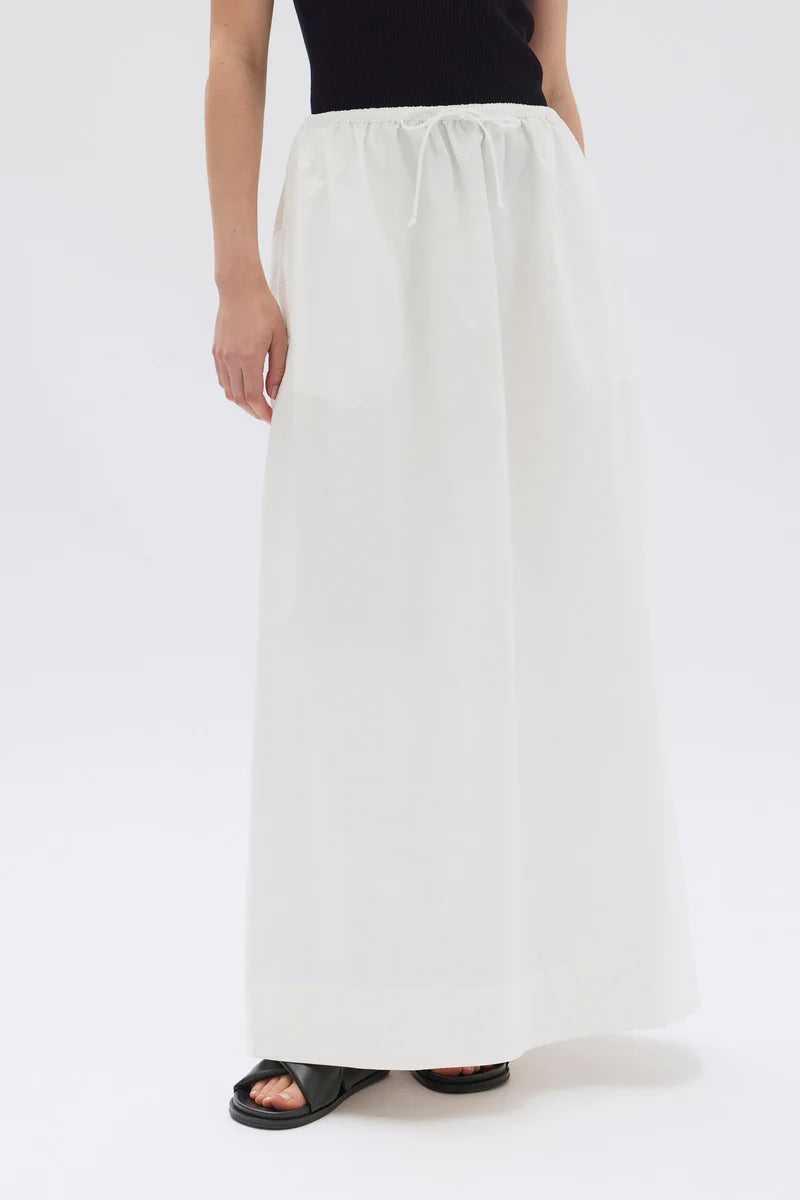 Philipa Poplin Midi Skirt-White