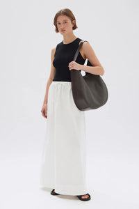 Philipa Poplin Midi Skirt-White