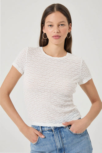 Daisy Lace Tee-Vint Wht