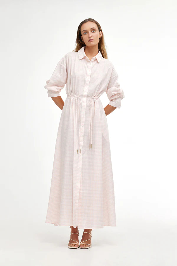 Isla Shirt Dress-Blush Gingham