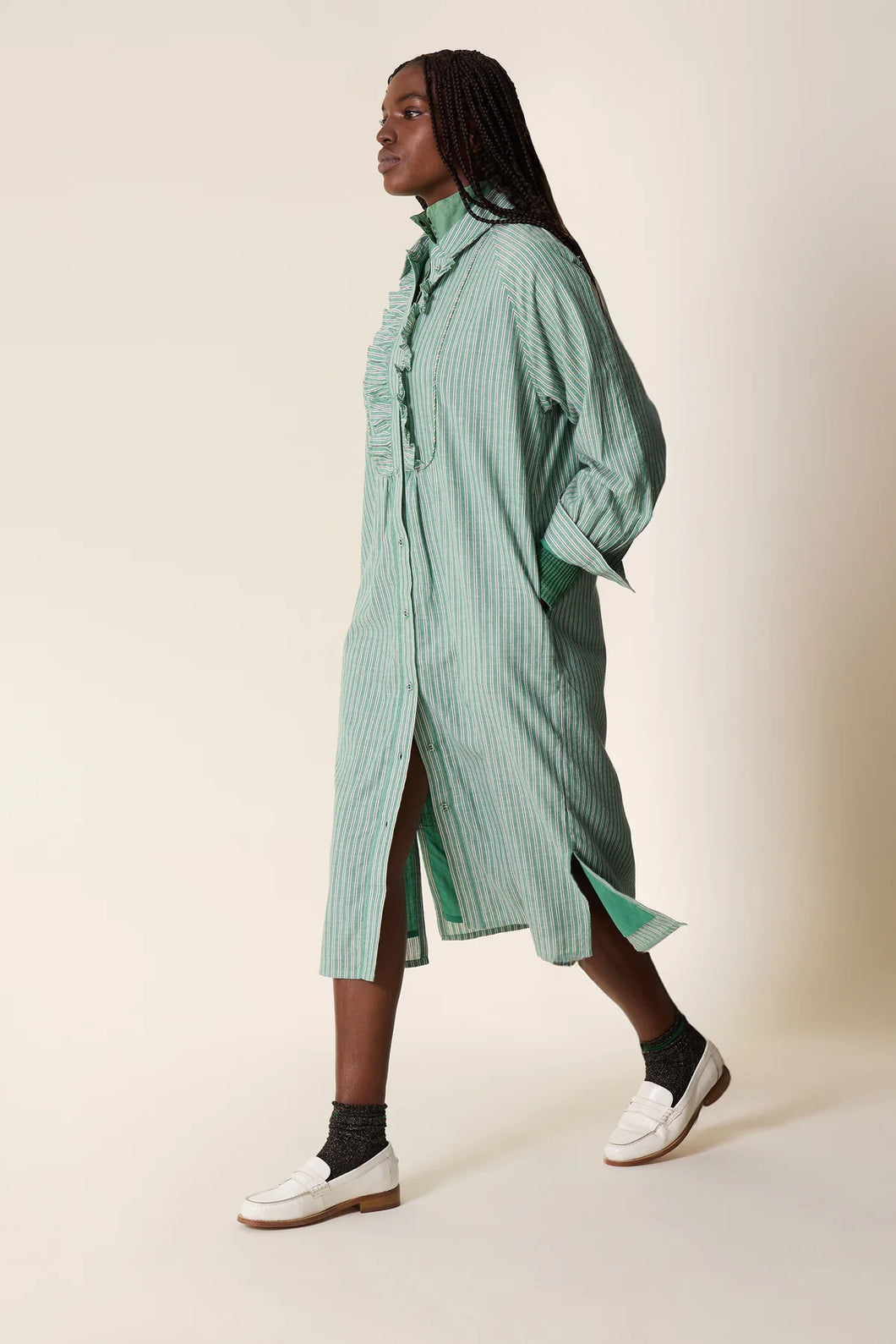 Renna Stripe Dress-Green