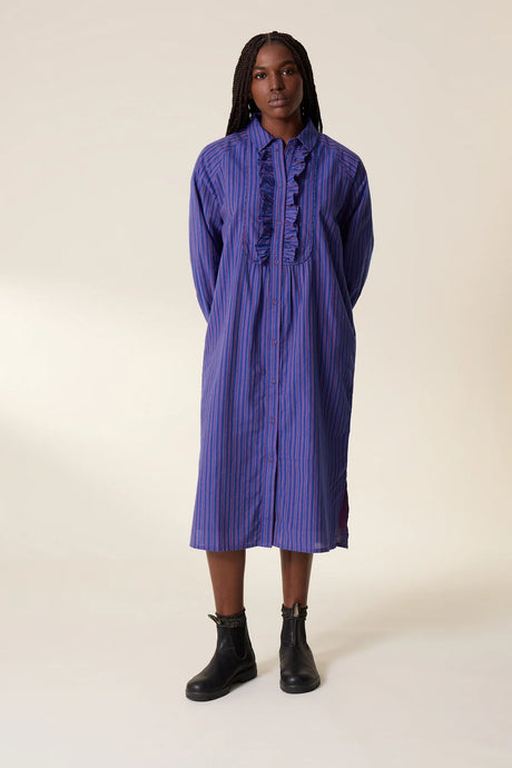 Renna Stripe Dress-Purple