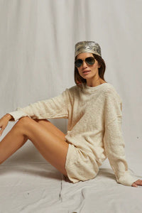 Juliette-Cotton Slub Mesh Sweatshirt-Natural