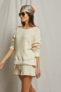 Juliette-Cotton Slub Mesh Sweatshirt-Natural