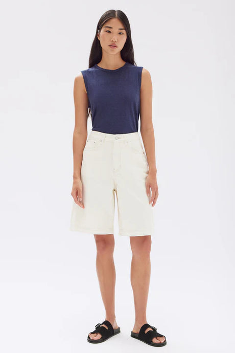 Relaxed Denim Short-Ecru