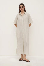 Load image into Gallery viewer, Ria Stripe Midi Shirt Dress-Cream/Smoke