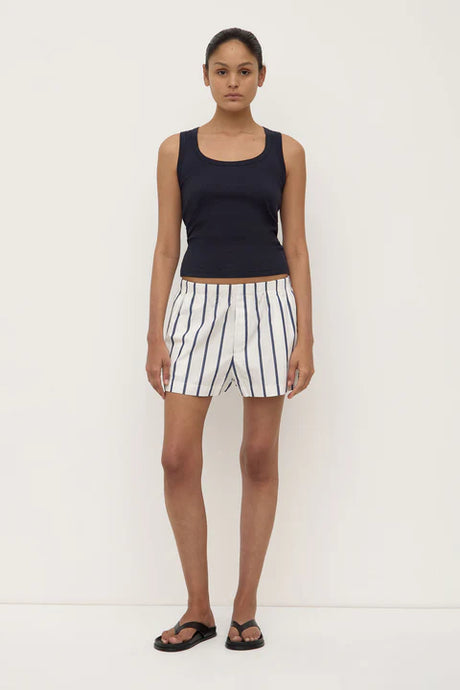 Robyn Scoop Neck Rib Tank-True Navy
