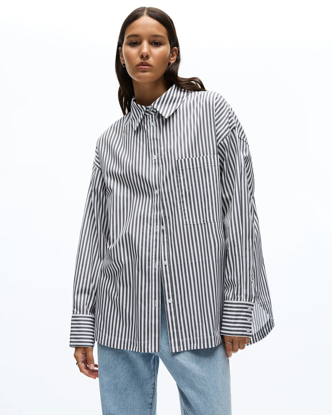 Sloane Shirt-Smoke Stripe