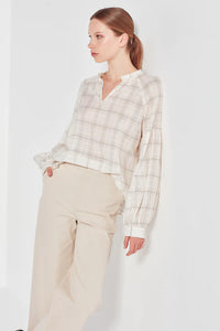 Lantern Blouse-Natural Check