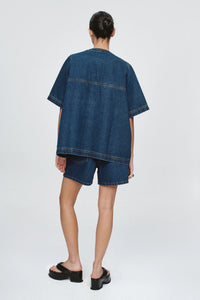Short Sleeve Seam Shirt-Classic Blue