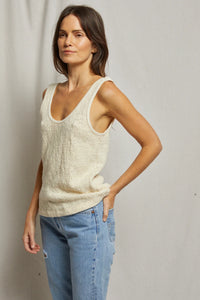 Stacey-Cotton Slub Mesh Tank-Natural