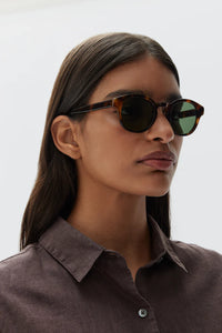 Round Frame Sunglasses-Tortoise