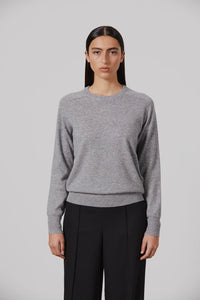 Sam Cashmere Crew-Grey Marle