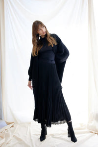 Goldie Pleat Skirt-Black