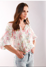 Load image into Gallery viewer, Blouse with all over Floral Print-Champagne Beige