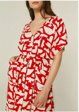 Load image into Gallery viewer, Midi All Day Dress-Red with Pattern