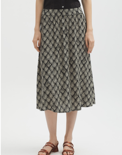 Seagrass Print Skirt-Black