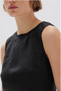 Solis Linen Top-Black