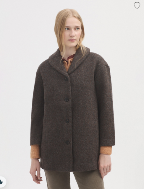 Lapel Collar Mottled Coat-Mid Grey/Brown