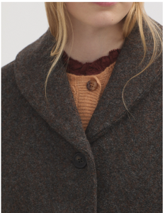 Lapel Collar Mottled Coat-Mid Grey/Brown