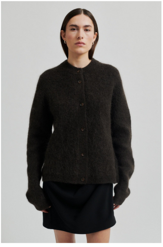 Brook Knit Rib Cardigan-Mulch