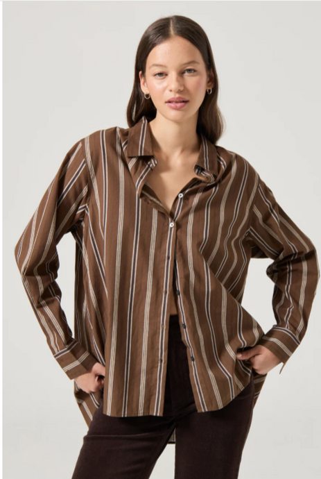 Brownstone Shirt-Cocoa Stripe