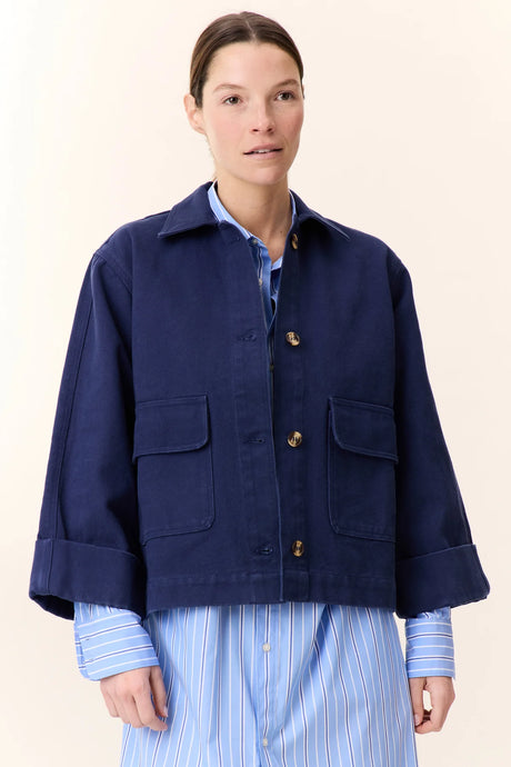 Vincy Plain Jacket-Blue