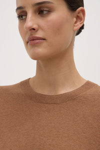 Vanya Cotton Cashmere Boxy Knit Tee-Bronze