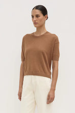 Load image into Gallery viewer, Vanya Cotton Cashmere Boxy Knit Tee-Bronze