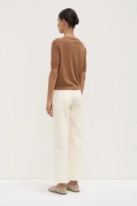 Vanya Cotton Cashmere Boxy Knit Tee-Bronze