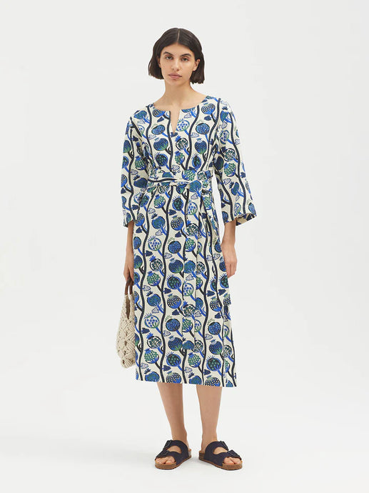 Iznik Print Dress-Ecru