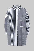 Load image into Gallery viewer, Bobbie-Navy/White Stripe Oversize Shirt