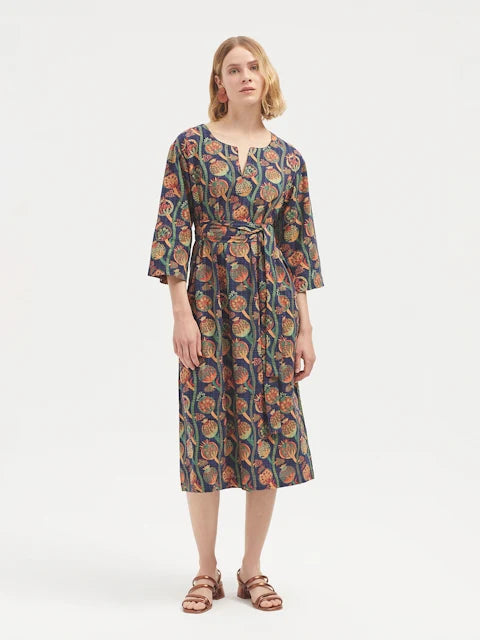 Iznik Print Dress-Navy