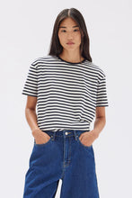 Load image into Gallery viewer, Womens Harbour Stripe Short Sleeve Tee-True Navy/White