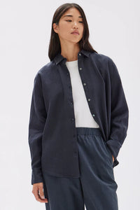 Xander Linen Shirt-Navy