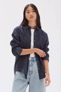 Xander Linen Shirt-Navy