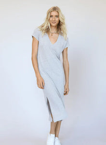 Abbey V Neck Dress-Heather Grey