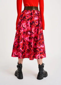 Cats Midi Skirt-Floral Cherry Print