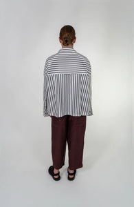 Classic Cropped Viv Shirt-Black/White Stripe