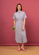 Load image into Gallery viewer, Coastal Shirt Dress-Dusky Blue Stripe