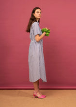 Load image into Gallery viewer, Coastal Shirt Dress-Dusky Blue Stripe