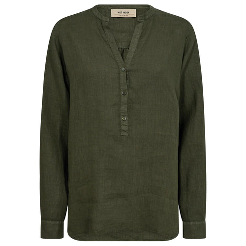 Danna Linen Blouse-Dusty Olive