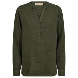 Danna Linen Blouse-Dusty Olive