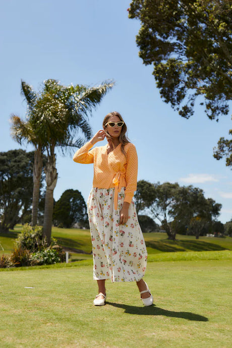 Wrapt Cardigan-Peach Pointelle