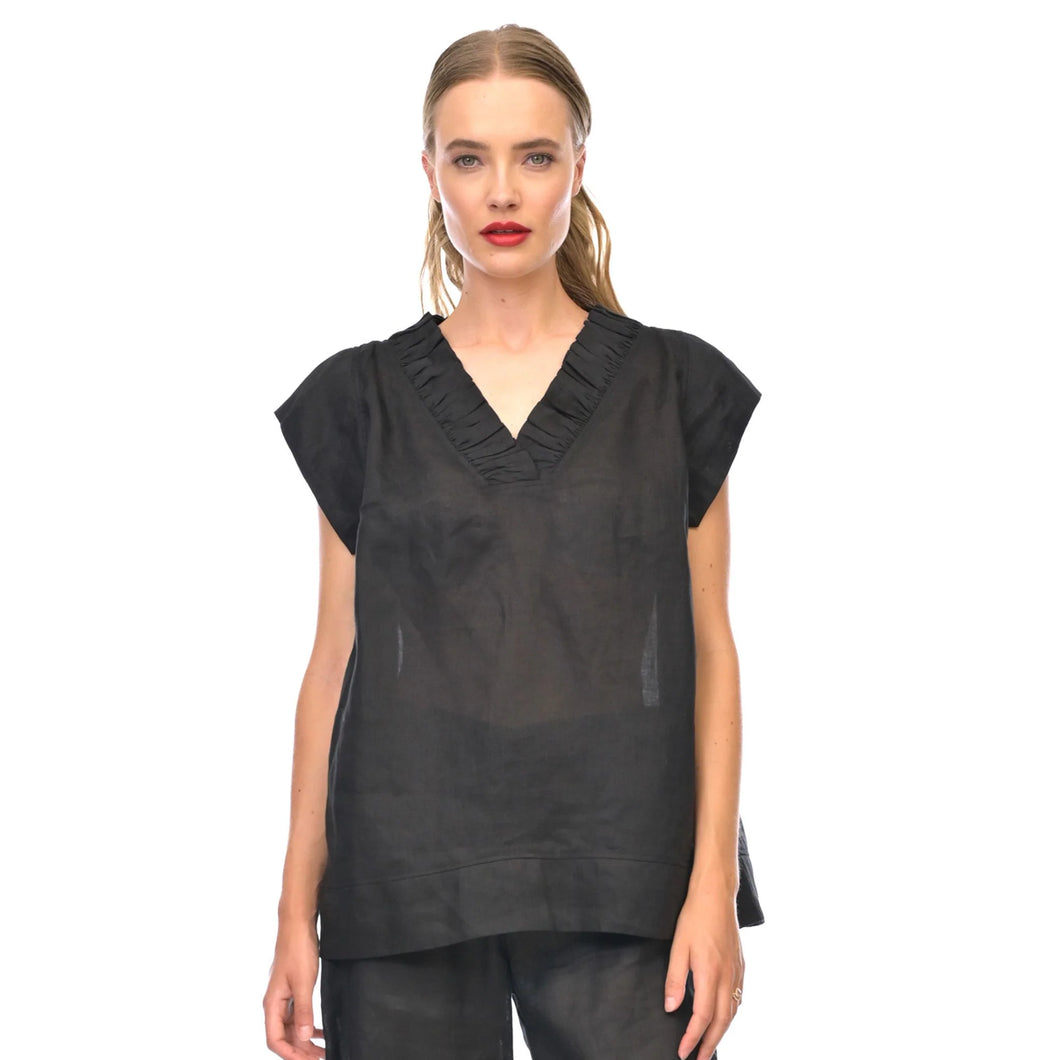 Linen Elizabeth Shell-Black