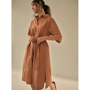 Melli Cotton Dress-Pecan Brown