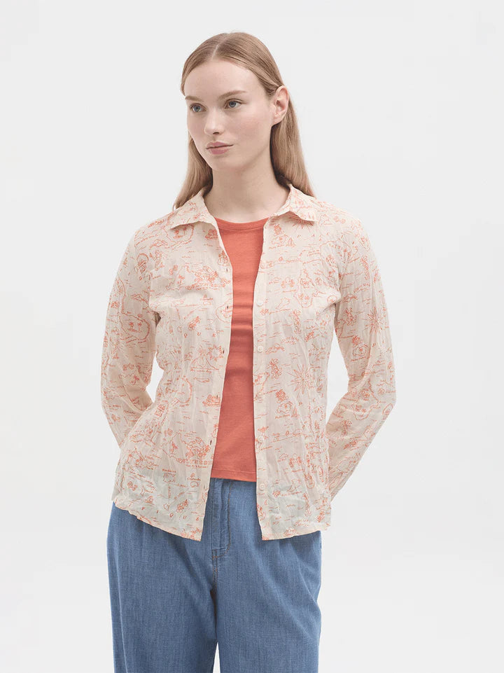 Pacific Islands Print Shirt-Ecru