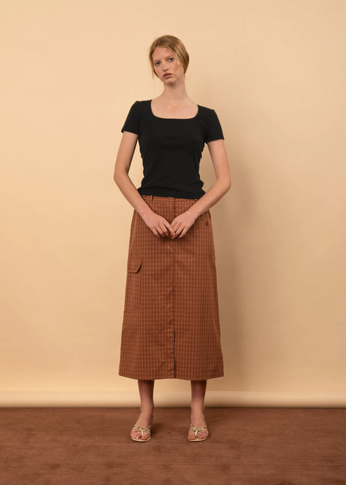 Leila Skirt-Terracotta Check